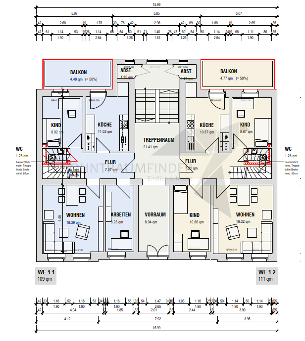 Grundriss Entwurf Erdgeschoss Mehrfamilienhaus Chemnitz / Gablenz