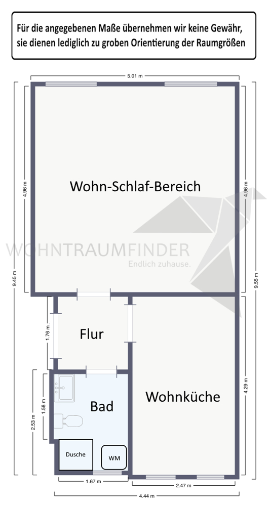 Grundriss WE09 - 1 Raum Whg. Etagenwohnung Chemnitz