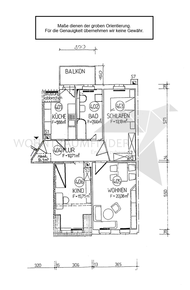 Grundriss Dachgeschosswohnung Chemnitz