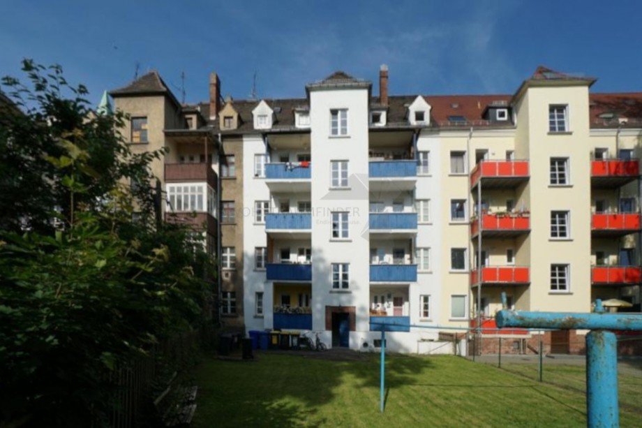 R�ckansicht mit W�scheplatz Etagenwohnung Zwickau