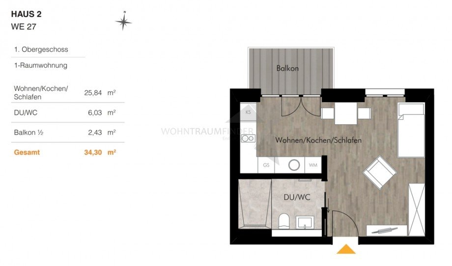 Grundriss H2 WE27 Etagenwohnung Chemnitz
