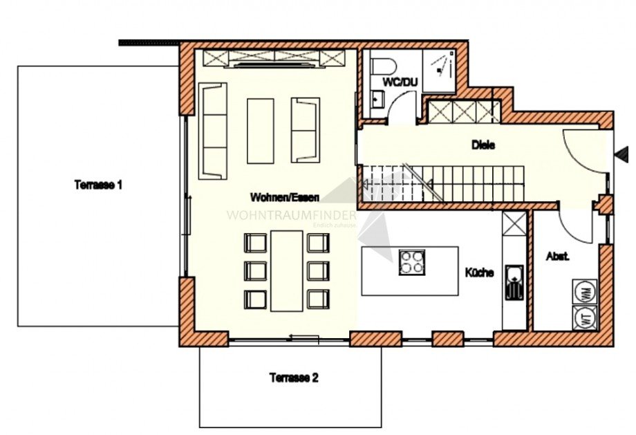 Grundriss Haus 1 EG Doppelhaush�lfte Chemnitz