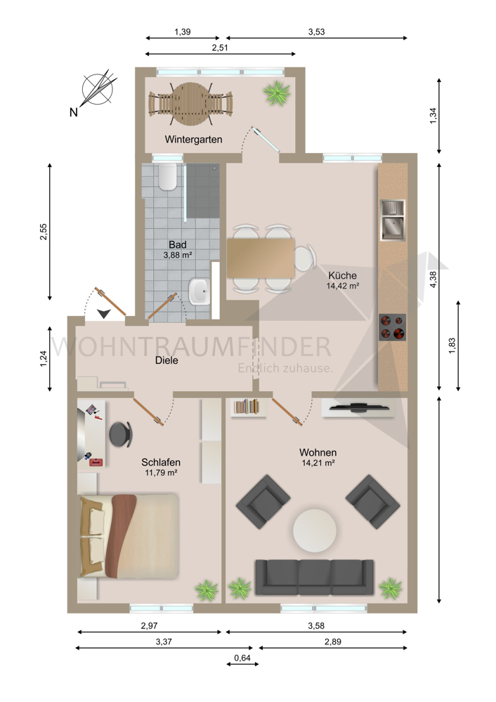 Grundriss Erdgeschosswohnung Zwickau