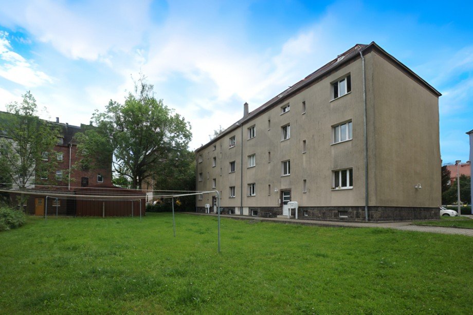 R�ckansicht Etagenwohnung Zwickau