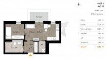 Grundriss H1 WE04 !! Fr�hjahrsangebot !! Barrierefreie 2-Raum-Whg. mit Abstellraum, Terrasse, Einbauk�che & Stellplatz