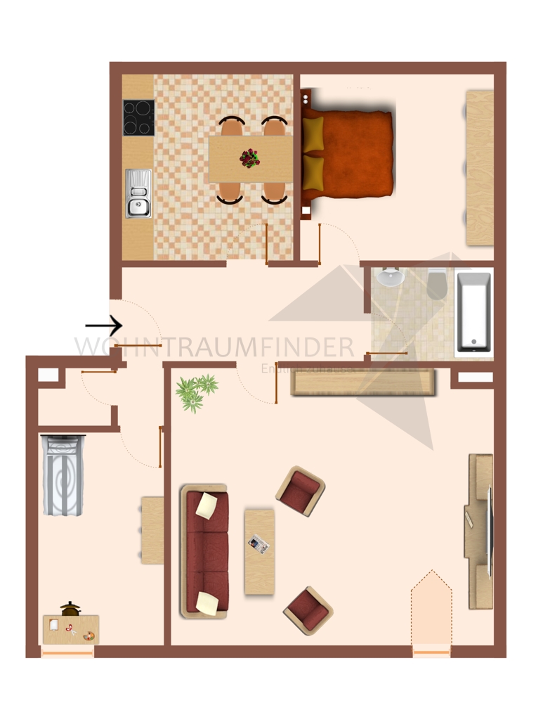 Grundriss WE17 3 Raum Dachgeschosswohnung Chemnitz / Ka�berg