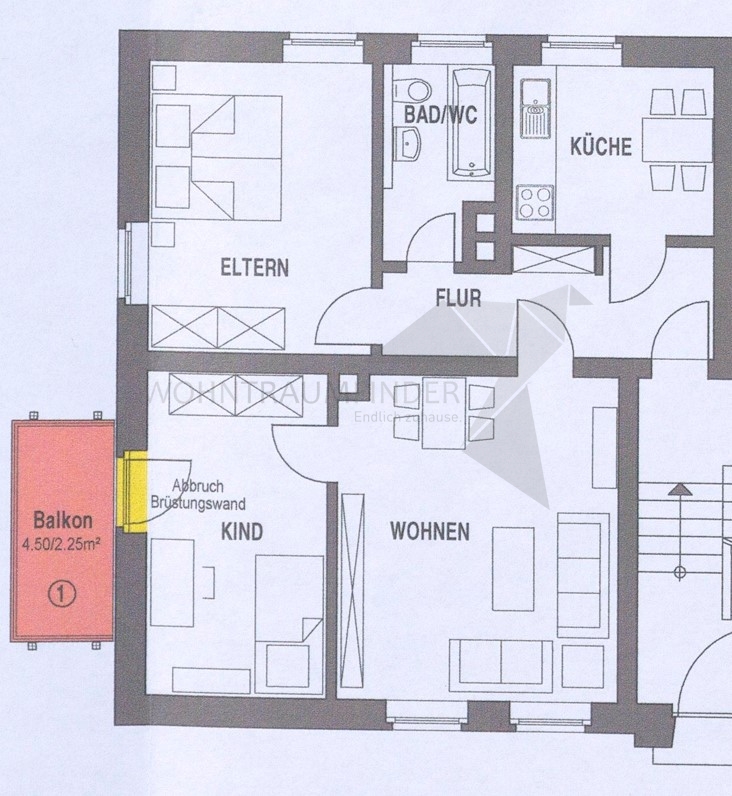 Grundriss Erdgeschosswohnung Chemnitz