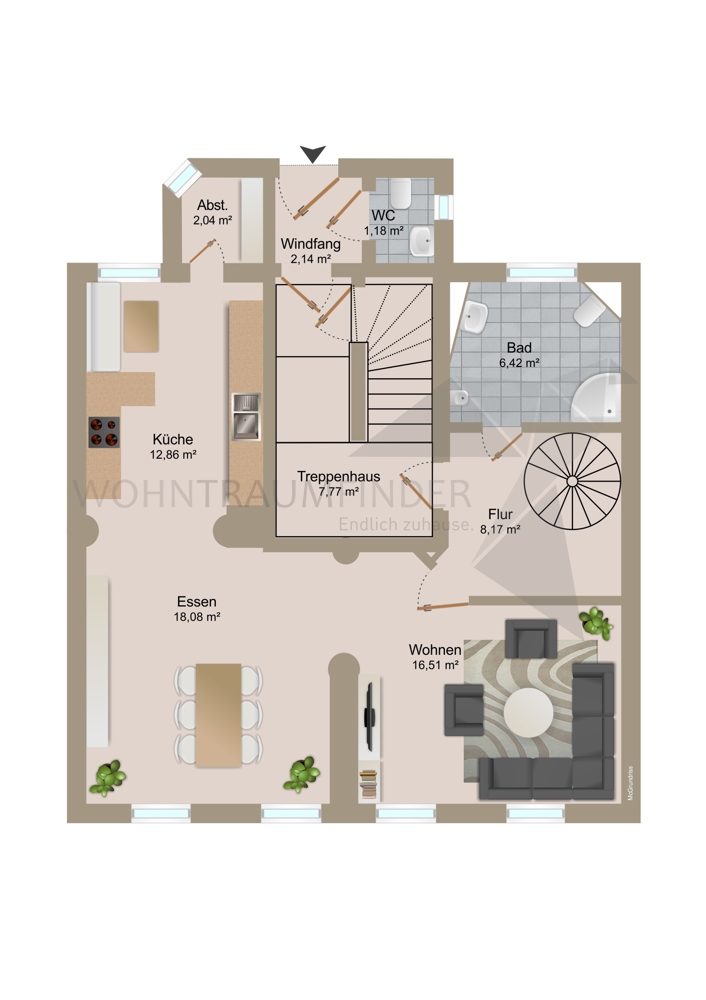 Grundriss EG Maisonettewohnung Zwickau