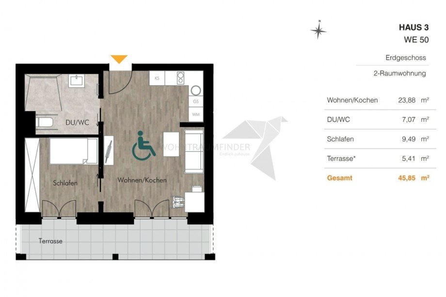 Grundriss H3 WE50 Erdgeschosswohnung Chemnitz