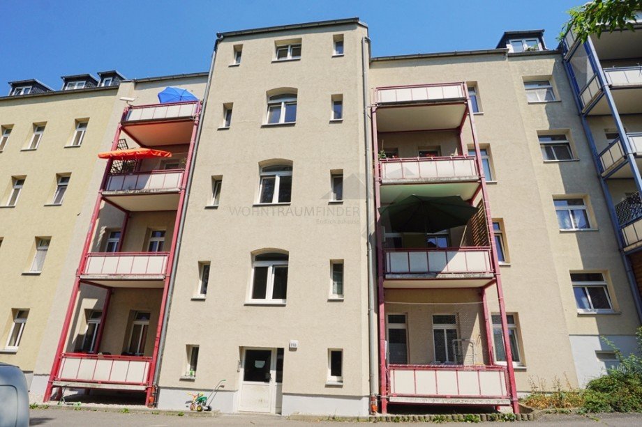 Ansicht Hofseite und Balkone Etagenwohnung Chemnitz
