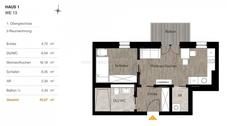 Grundriss H1 WE13 Etagenwohnung Chemnitz