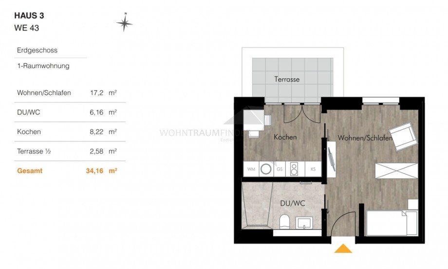 Grundriss H3 WE43 Erdgeschosswohnung Chemnitz