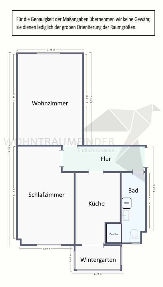 Grundriss 2 Raum Whg. Z33-2.OG links Etagenwohnung Chemnitz / Hilbersdorf