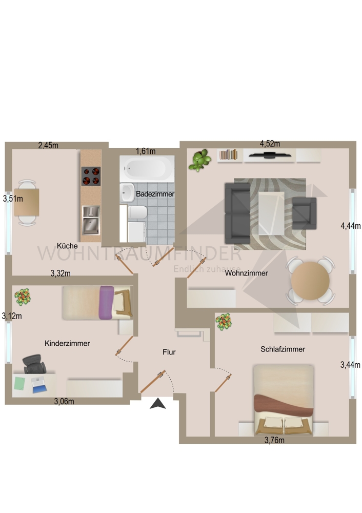 Grundriss Erdgeschosswohnung Chemnitz