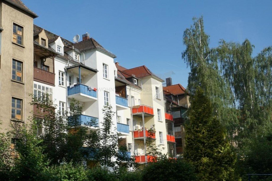 R�ckansicht Etagenwohnung Zwickau