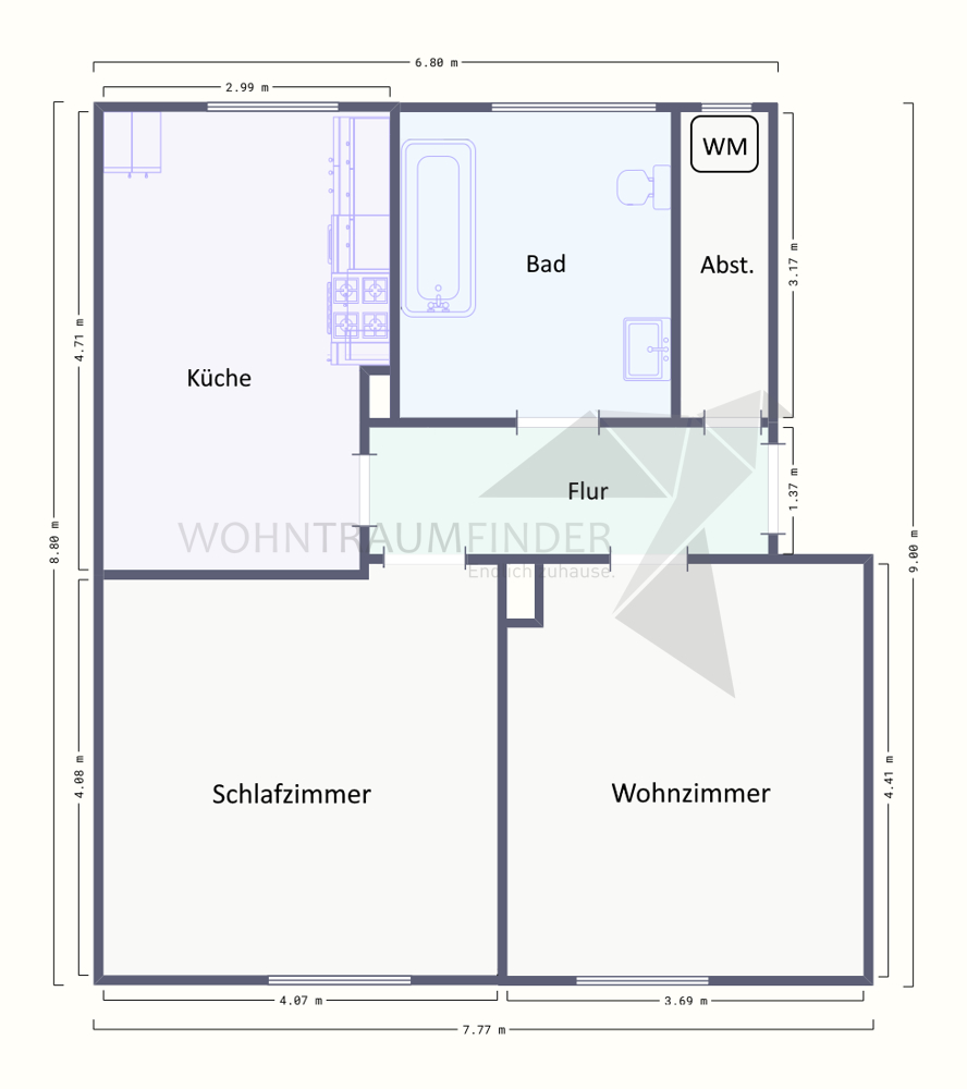 Grundriss EG rechts Erdgeschosswohnung Chemnitz