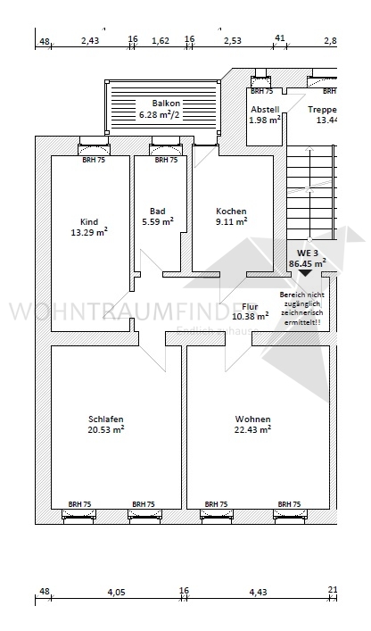 Grundriss HS118 WE3 Etagenwohnung Chemnitz