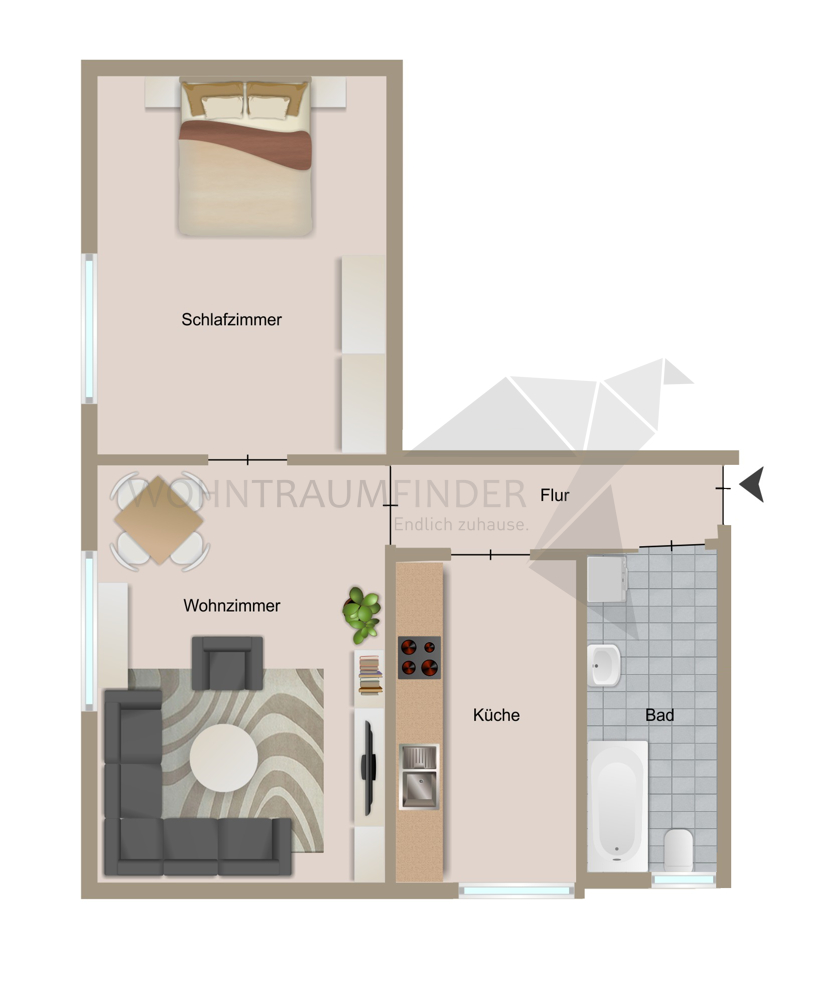 Grundriss Erdgeschosswohnung Chemnitz / Borna-Heinersdorf