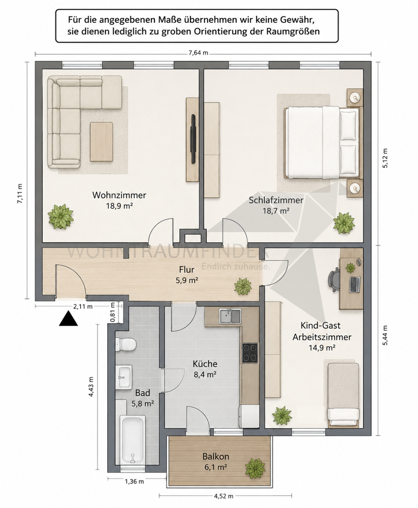 Grundriss Etagenwohnung Chemnitz / Bernsdorf