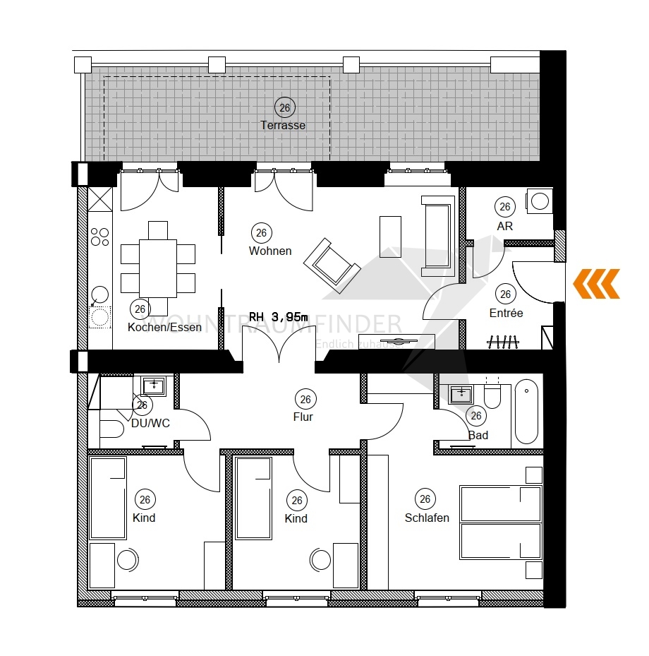 Grundriss WE26 Etagenwohnung Chemnitz