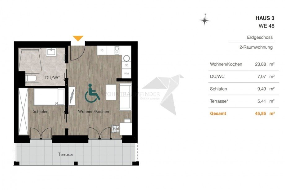 Grundriss H3 WE48 Erdgeschosswohnung Chemnitz