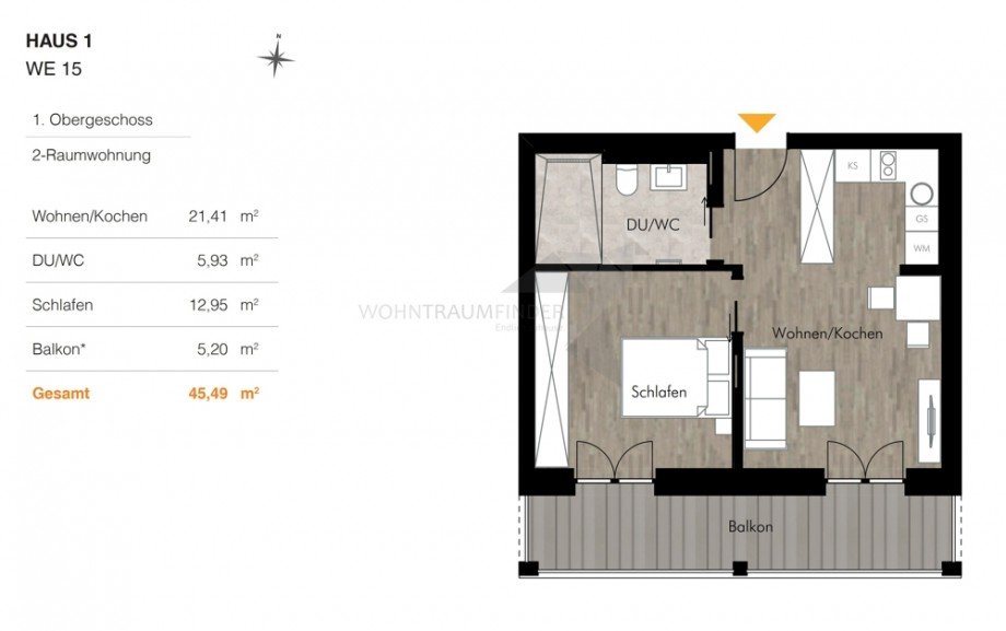 Grundriss H1 WE15 Etagenwohnung Chemnitz