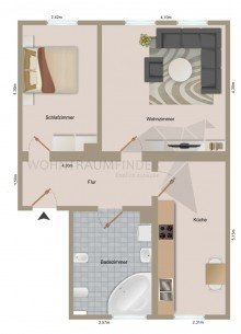 Grundriss Gem�tliche 2-Raum-Wohnung mit Tageslichtbad