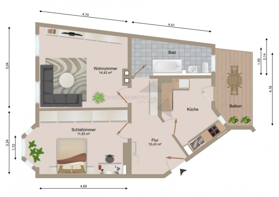 Grundriss H�lderlin 14 Etagenwohnung Zwickau