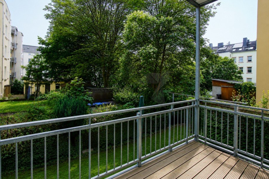 Balkon und Ausblick Erdgeschosswohnung Chemnitz