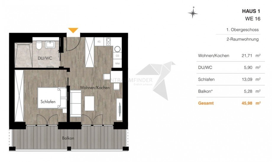 Grundriss H1 WE16 Etagenwohnung Chemnitz