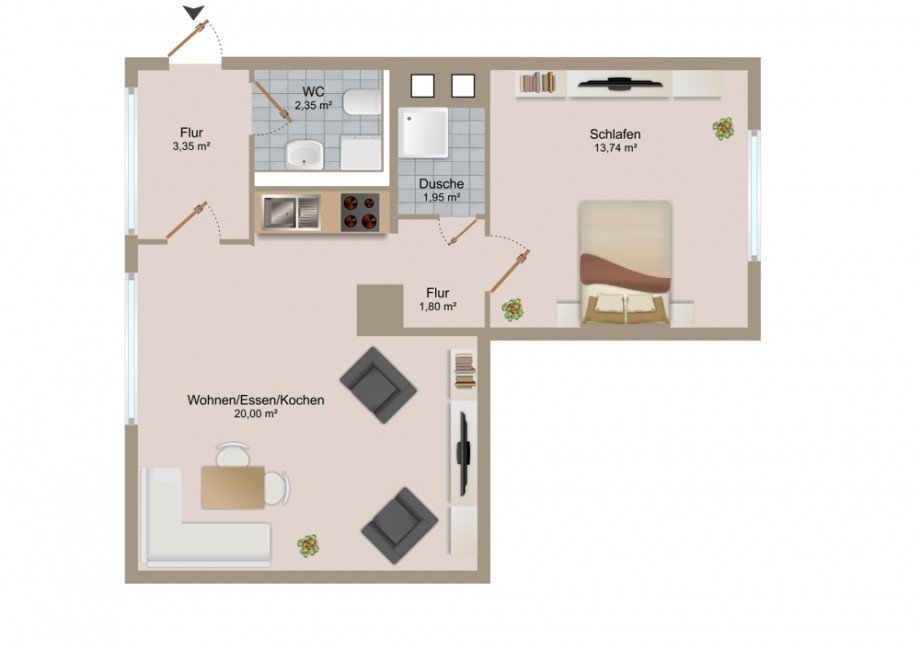 Grundriss Erdgeschosswohnung Zwickau / P�lbitz