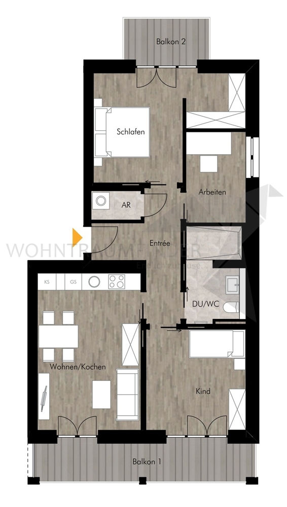Grundriss WE63 Etagenwohnung Chemnitz