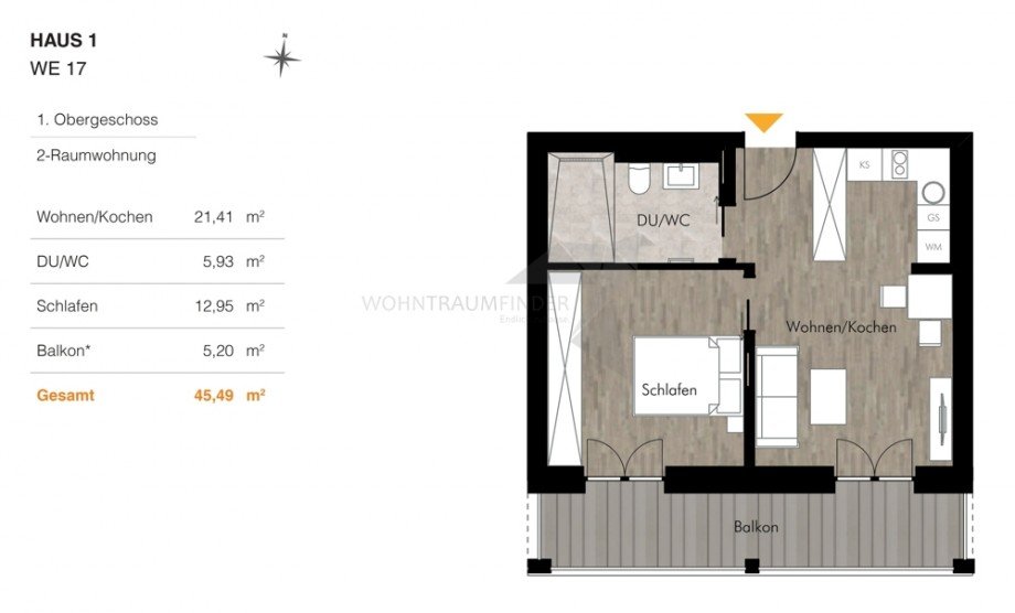Grundriss H1 WE17 Etagenwohnung Chemnitz