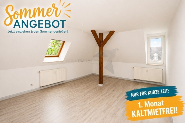 Sommerangebot Zwickau Dachgeschosswohnung 1. Monat Kaltmiete geschenkt !!! Attraktive Dachgeschosswohnung mit Sichtbalken, Wohnk�che und gro�em Bad