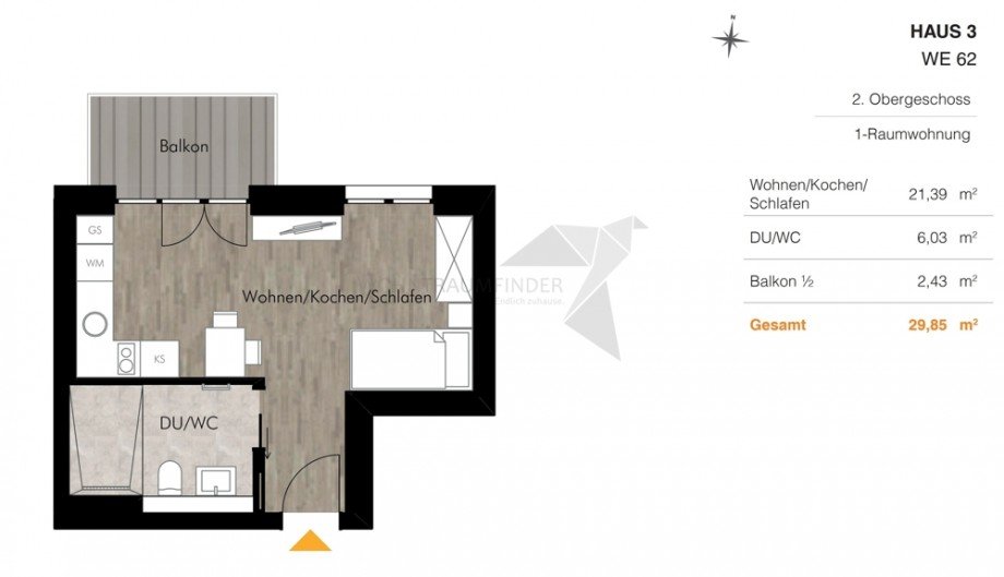 Grundriss H3 WE62 Etagenwohnung Chemnitz