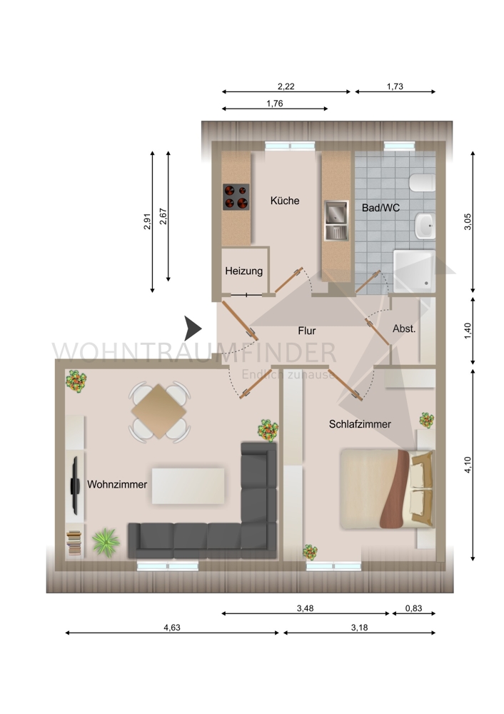 Grundriss Dachgeschosswohnung Zwickau