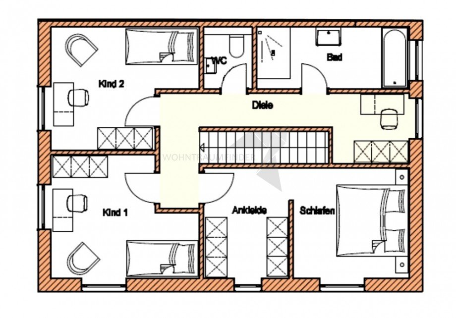 Grundriss Haus 1 OG Doppelhaush�lfte Chemnitz