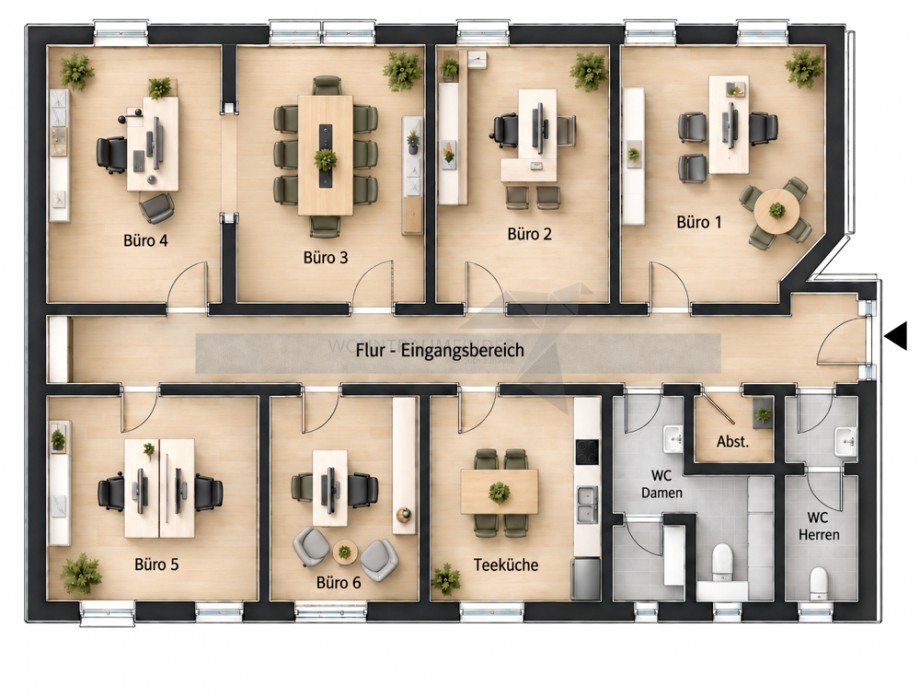 Grundriss m�bliert B�rohaus Chemnitz