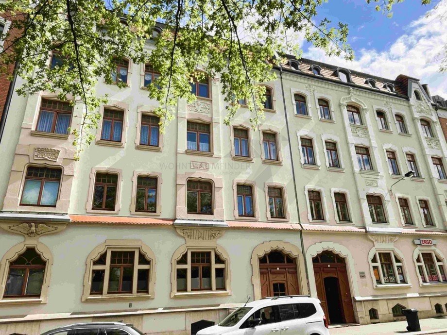 Hausansicht Stra�e Maisonettewohnung Zwickau