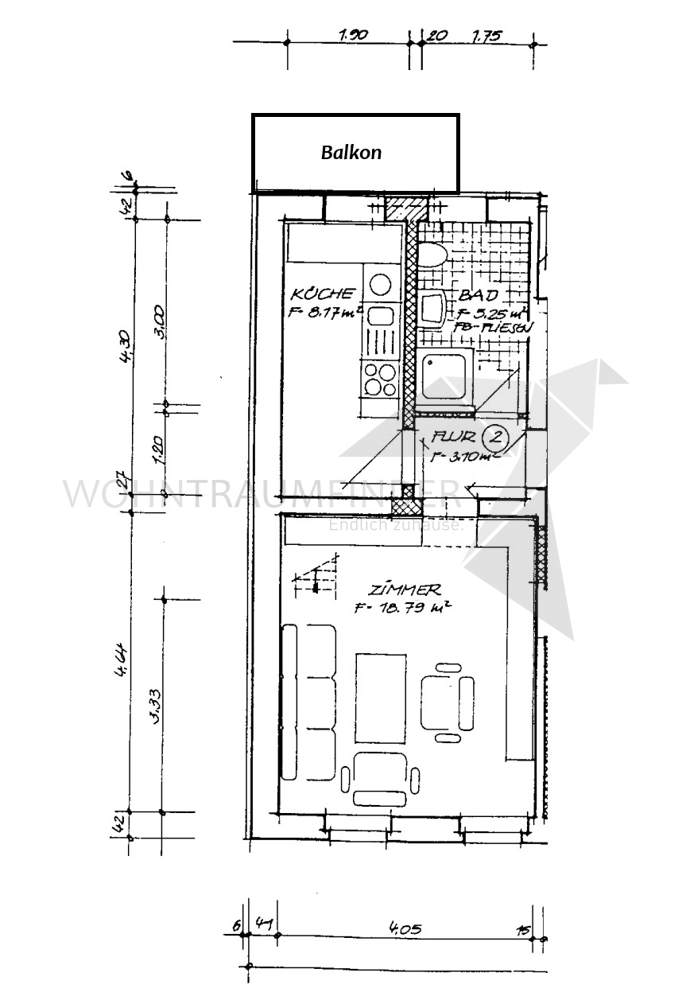 Grundriss Erdgeschosswohnung Zwickau / Niederplanitz