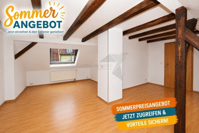 Sommerangebot Zwickau Maisonettewohnung Wohnen unterm Dach: Charmante Maisonette mit Sichtbalken