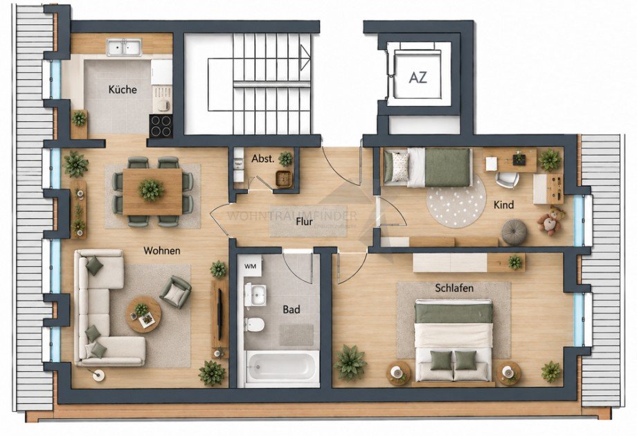 Grundriss Dachgeschosswohnung Chemnitz