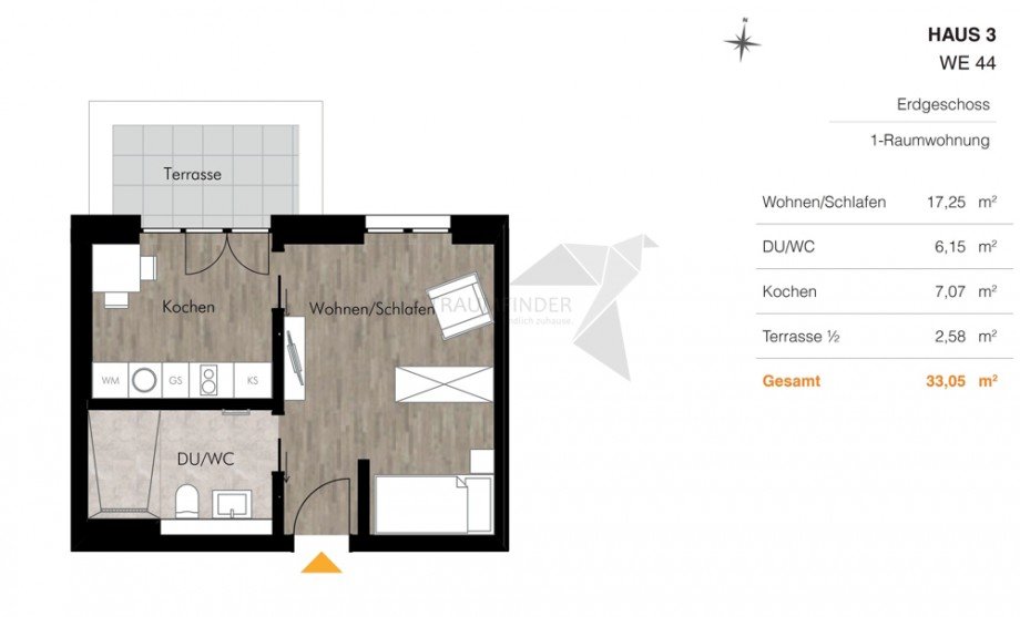 Grundriss H3 WE44 Erdgeschosswohnung Chemnitz
