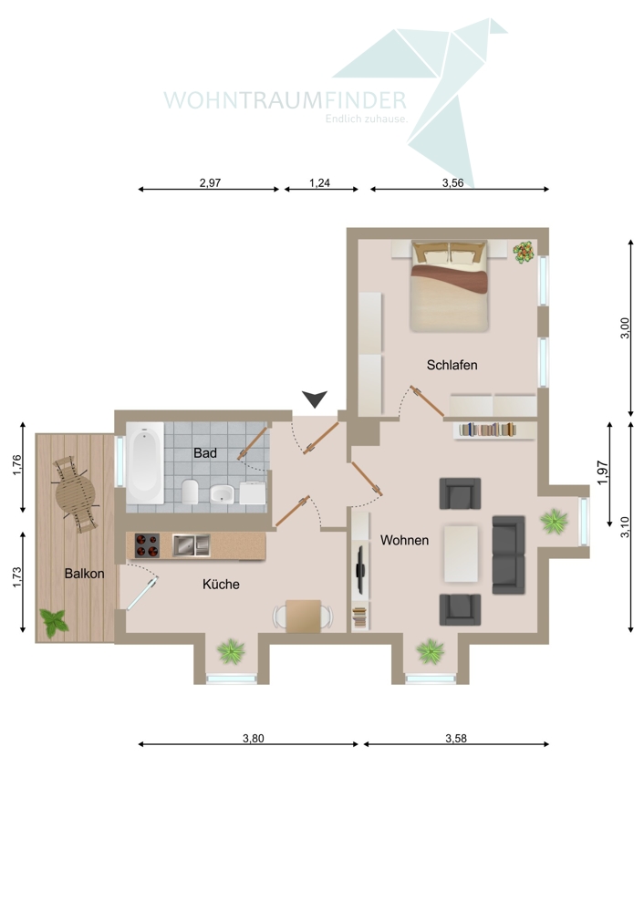 Grundriss Dachgeschosswohnung Zwickau
