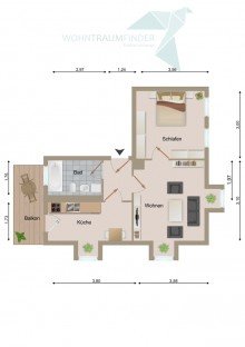 Grundriss Romantische kleine DG-Wohnung mit Balkon zu vermieten