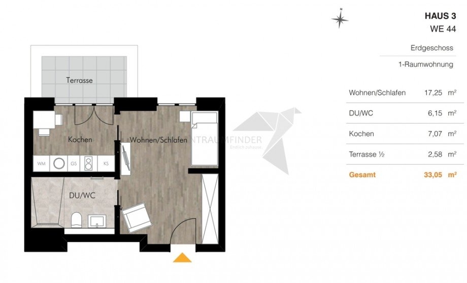 Grundriss H3 WE44 Erdgeschosswohnung Chemnitz