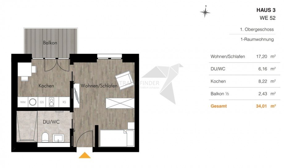 Grundriss H3 WE52 Etagenwohnung Chemnitz