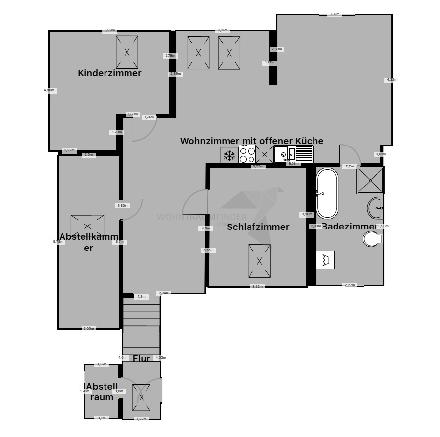 Grundriss Etagenwohnung Zwickau / Niederplanitz